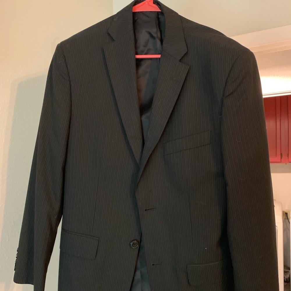 Haggar men’s black pinstripe suit coat